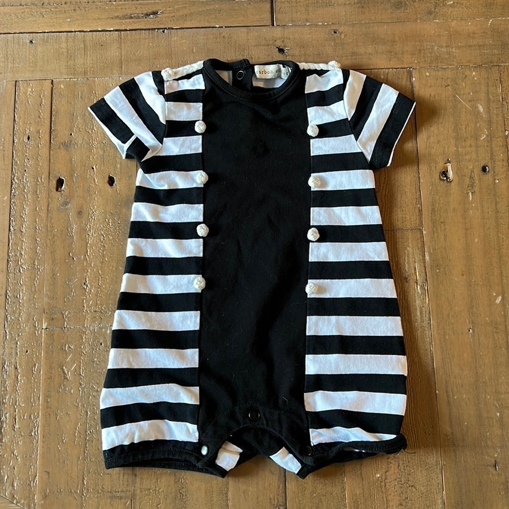 Carbon soldier black and white knot romper